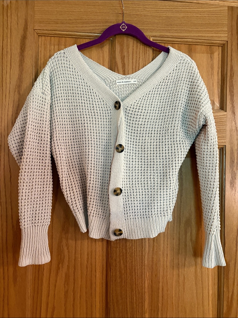 Madewell Cream Waffle-Knit Button Front Cardigan
